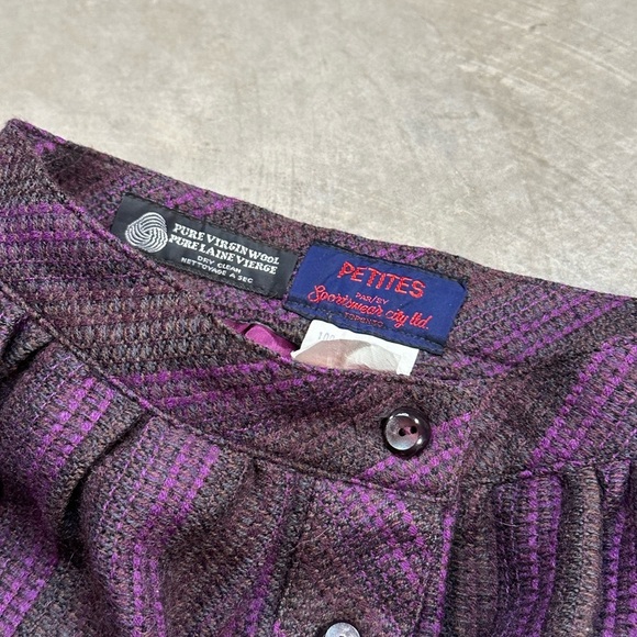Purple Mixed Thread Skirt w Buttons Size 10 Petite Pure Virgin Wool/ Lined Skirt - Picture 7 of 10
